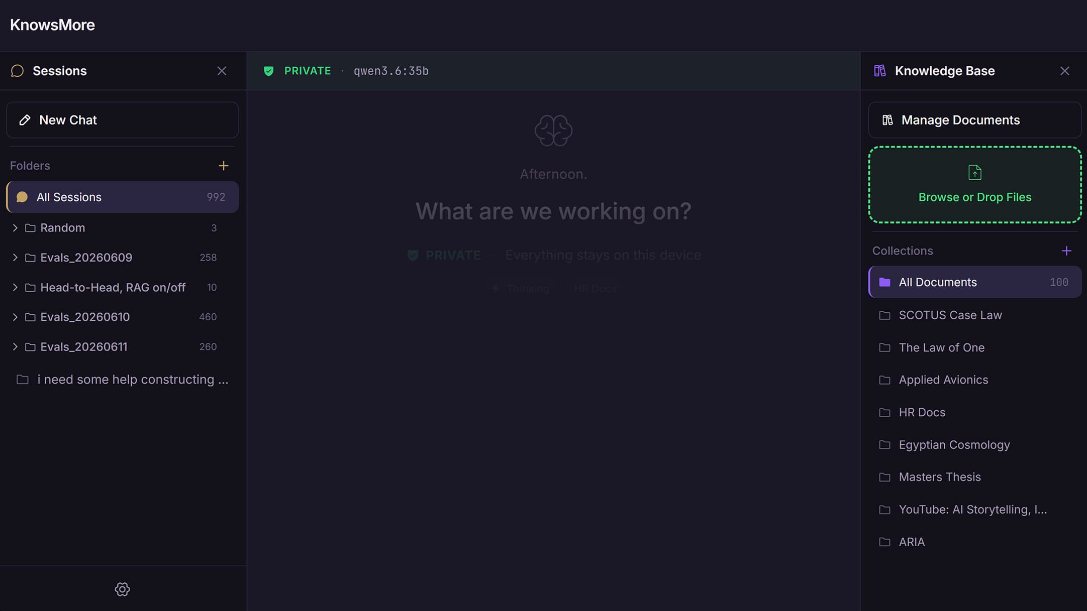 KnowsMore chat interface
